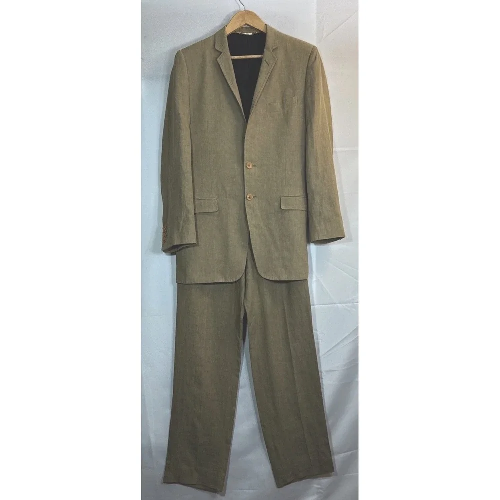 Dolce & Gabbana Beige 100% Linen Men's Suit 40R Made in Italy Authentic
